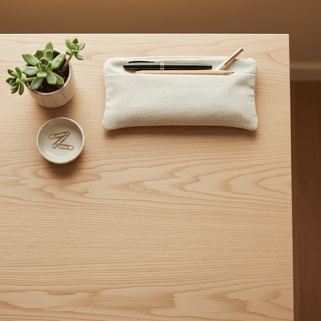 Minimal organized home workspace